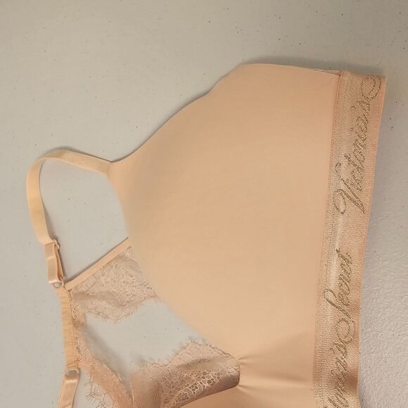 Victoria's Secret Bra 34DD T-Shirt Light Peach Lace Back Wireless Lightly Lined - Picture 6 of 16